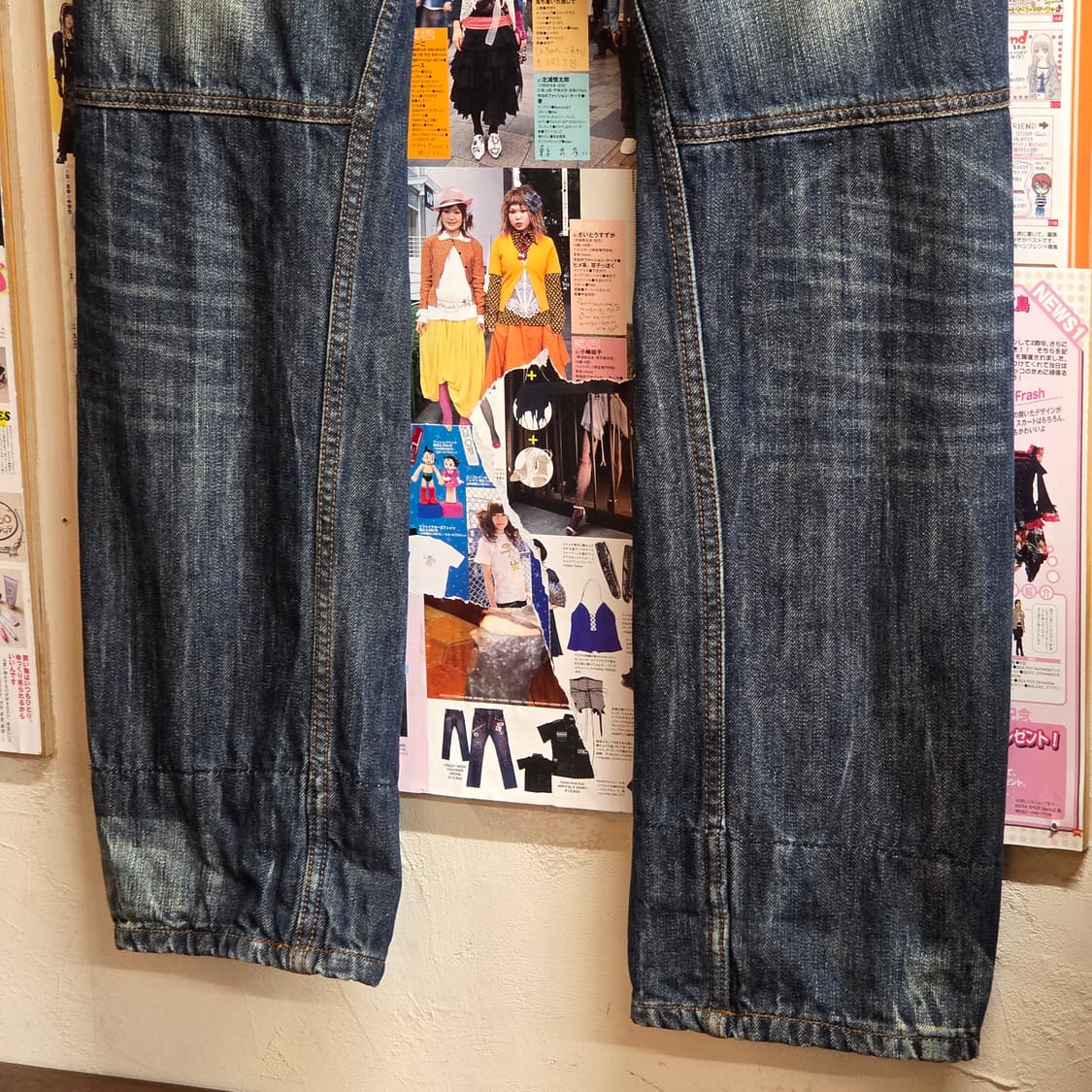 JPN 레이어드 체크 배색 데님 팬츠 상품이미지5