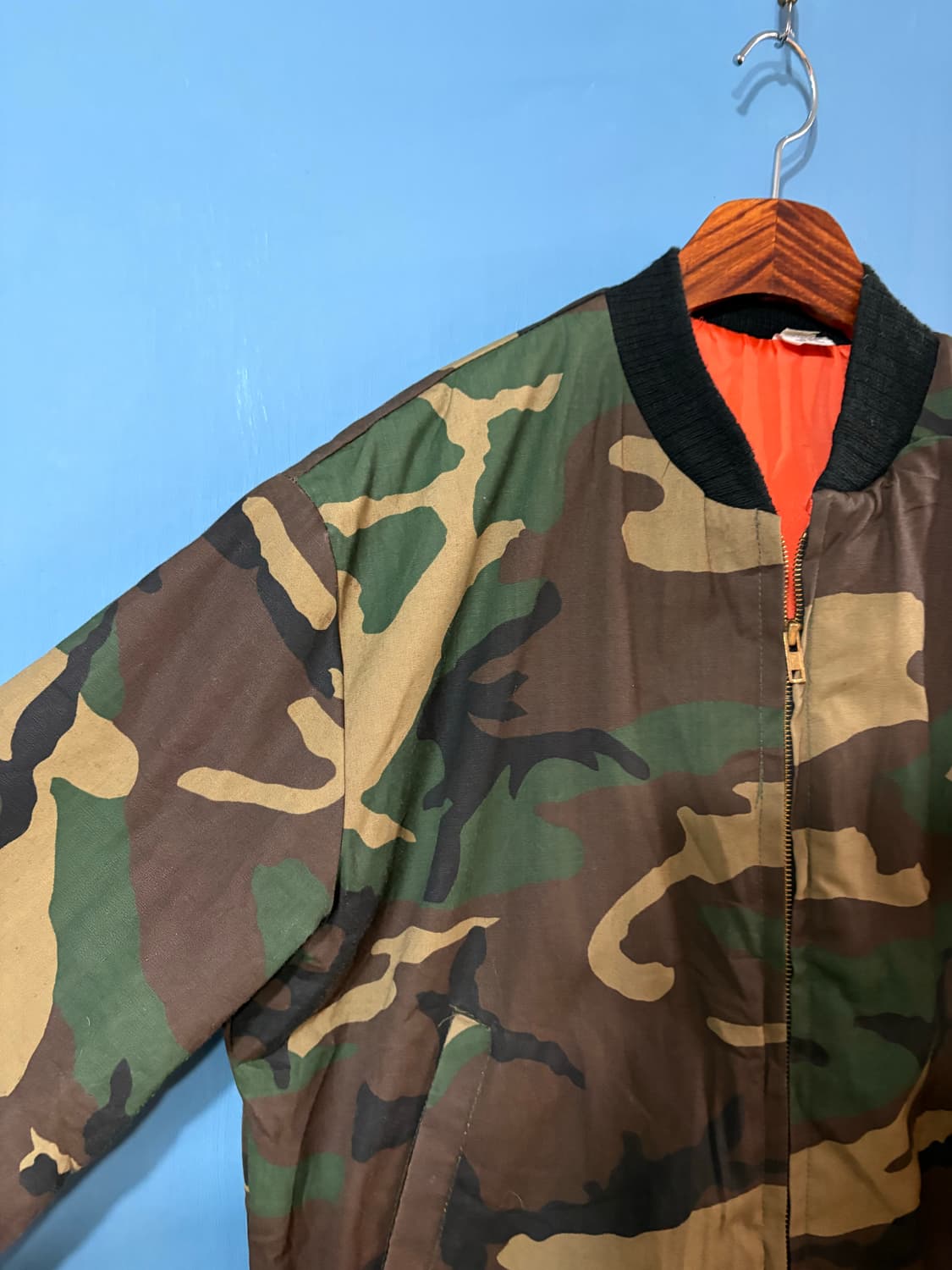 80‘s vtg Woodland Camo Flight Jacket. 상품이미지2