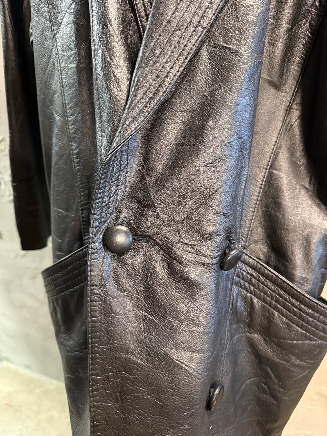 S 아스토르ASTOR KOBE 이태리 양가죽 더블 레더 롱코트 블랙 상품이미지9