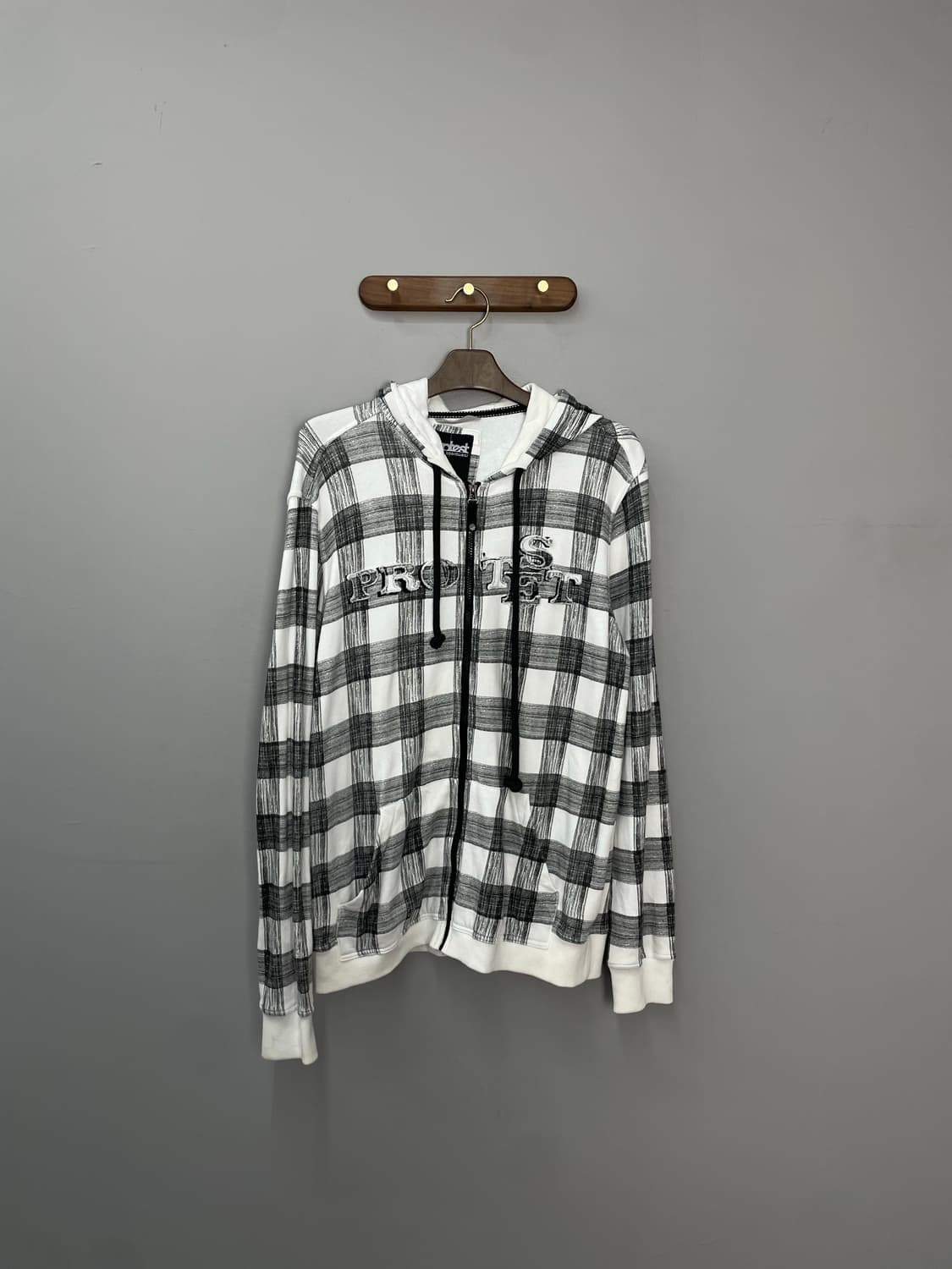 빈티지 그레이 체크 후드집업 H1735 상품이미지2