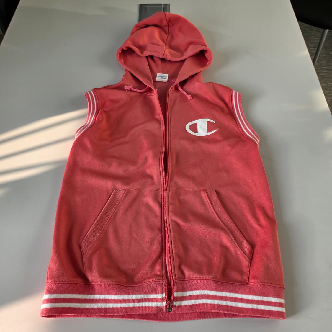 챔피온 일본판 빈티지)00s자몽핑크 오네갸루y2k대대장 빅로고 후드베스트 상품이미지1