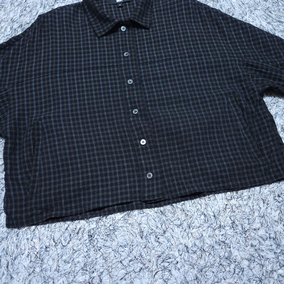 DKNY) XS 여자 오버핏 크롭 체크셔츠남방 / 왕눈이샵 상품이미지4