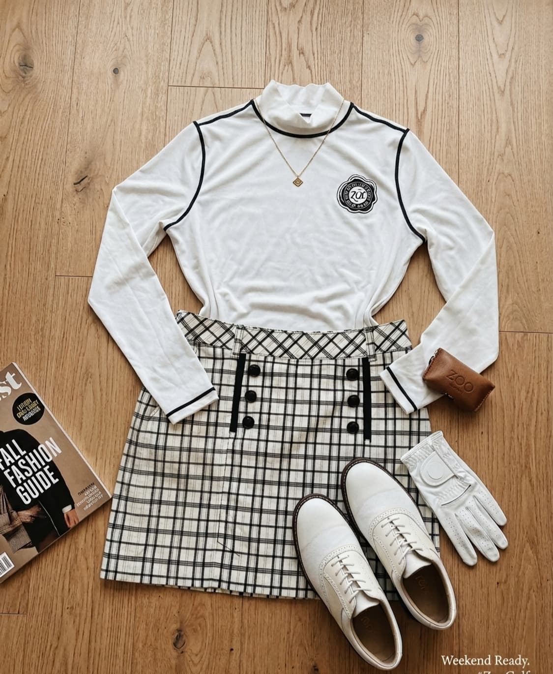 MACAW 마코 더블 버튼 체크 골프 치마 스커트 (속바지 내장, 호칭 상품이미지1