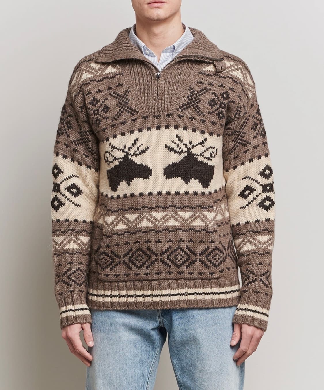 폴로 무스 인타르시아 쿼터 지퍼 스웨터 m(100-105) 상품이미지7