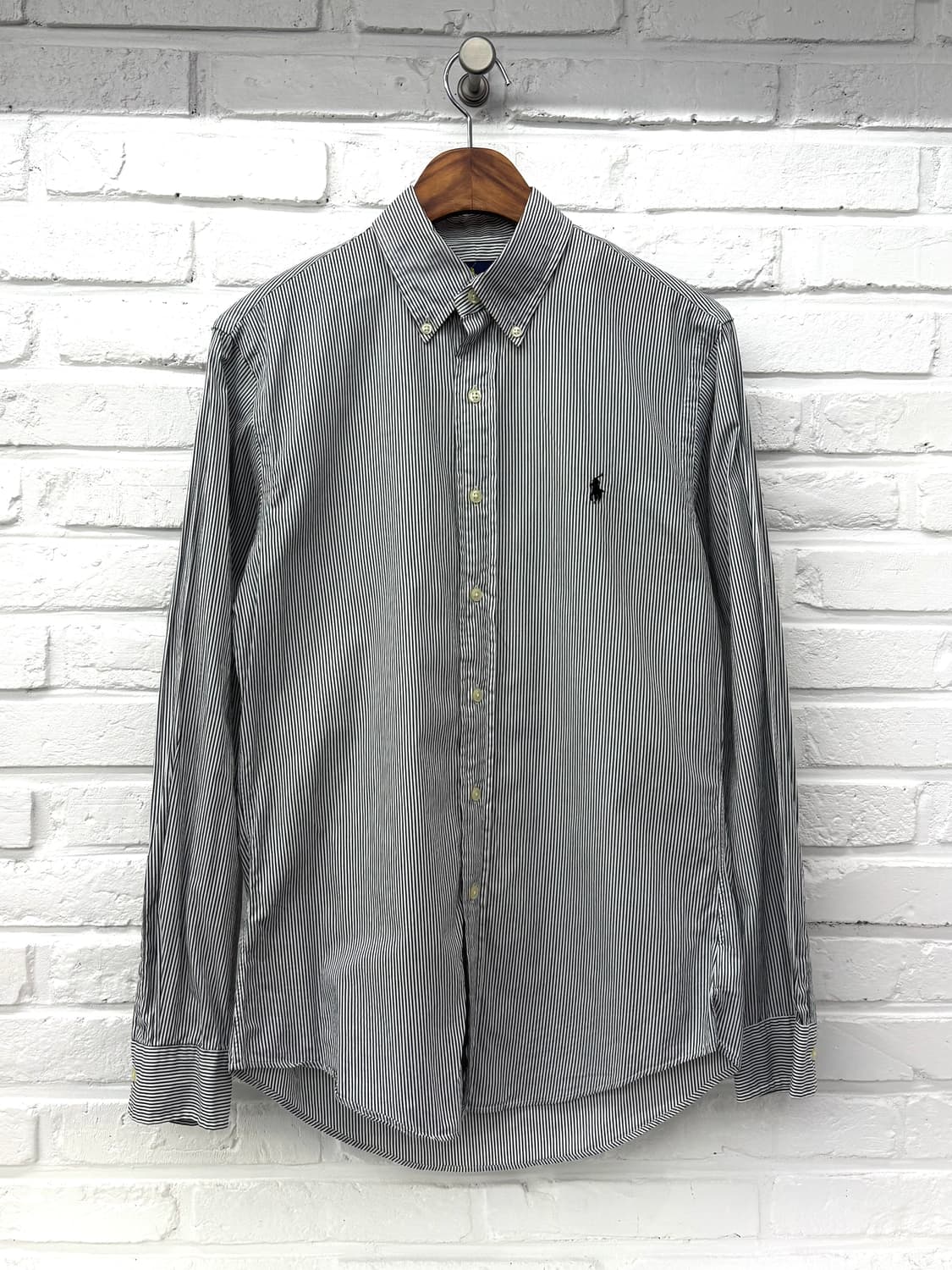 폴로 블랙화이트 스트라이프 슬림핏 셔츠 상품이미지3