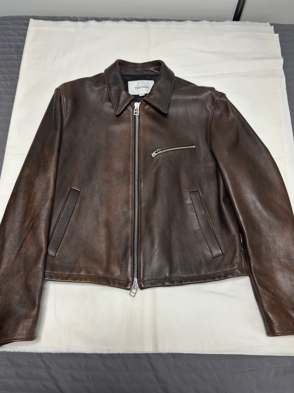 토니웩 / 카프 레더 크롭 자켓 (다크브라운) / XL 상품이미지3