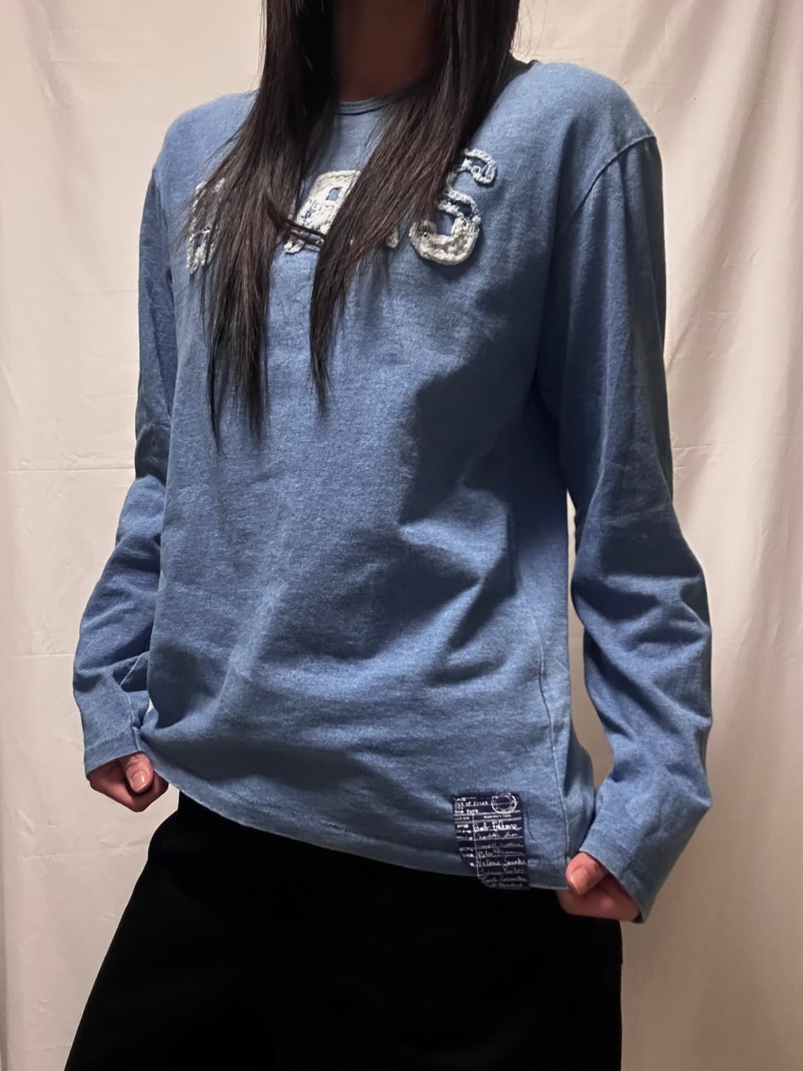 빈티지 패치워크 코튼 긴팔티셔츠 상품이미지5