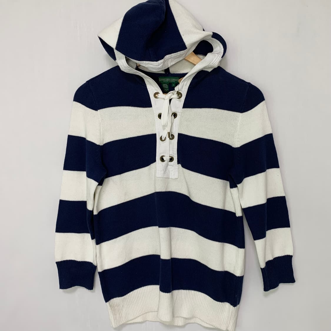 로렌 진스 랄프로렌 여성 스트라이프 아일렛 후드 빈티지 7부 니트 상품이미지2