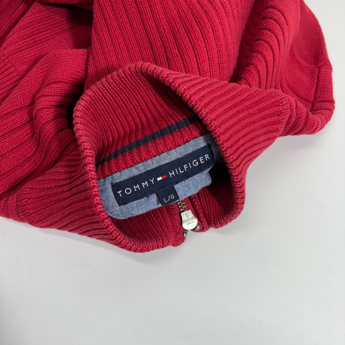 L 타미힐피거 레드 투웨이 니트집업 상품이미지4