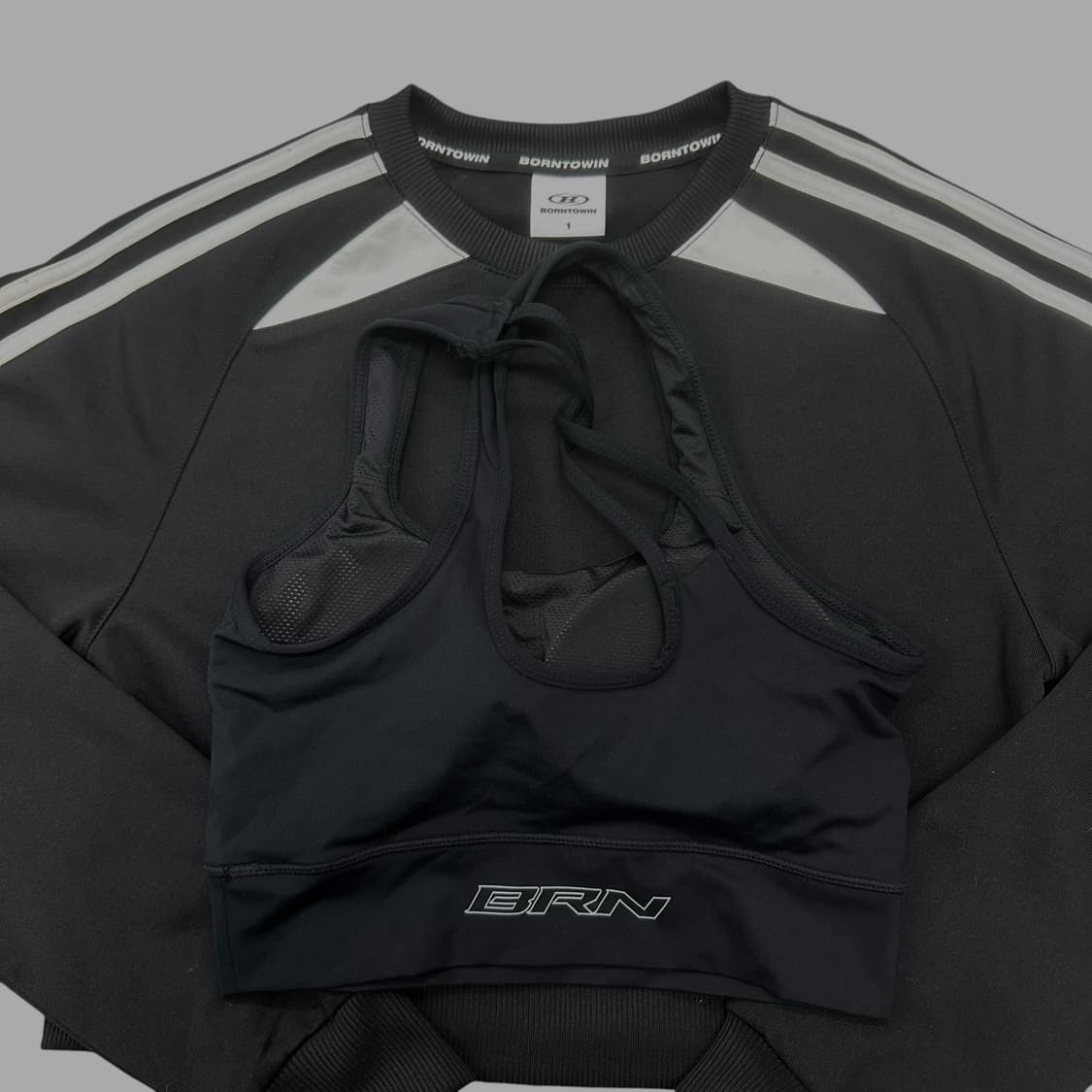 본투윈 크롭맨투맨, 스포츠탑 세트 상품이미지4