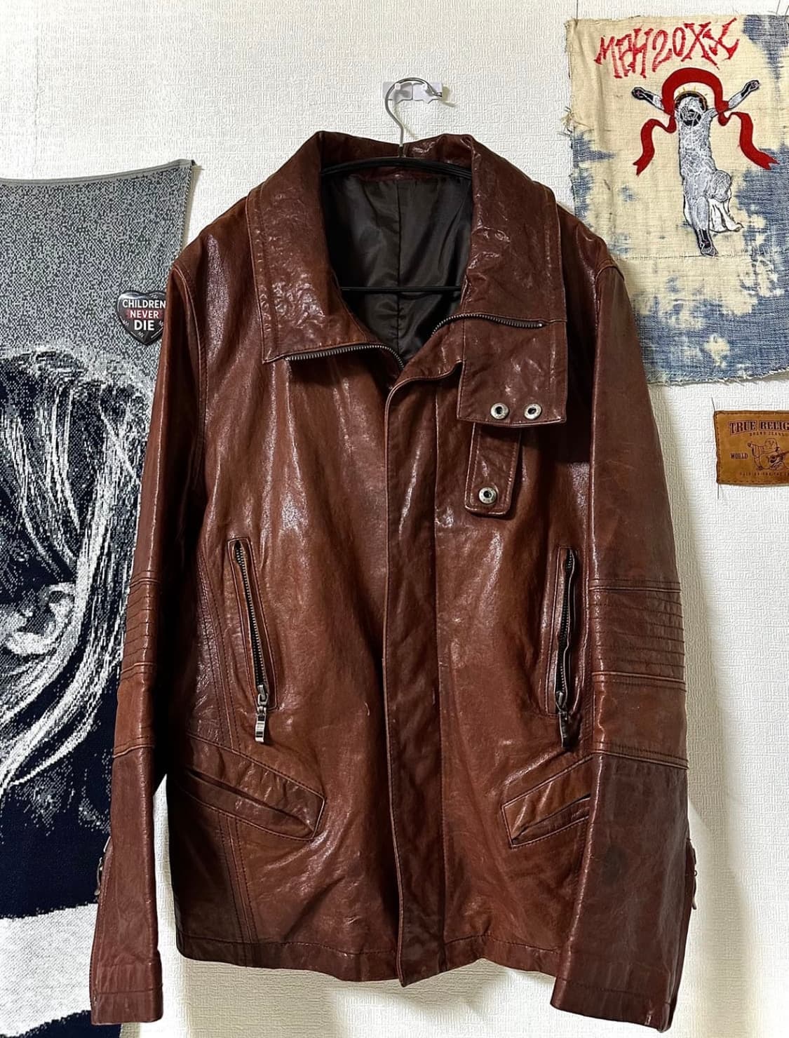 하이넥 쉽스킨 레더자켓 상품이미지5