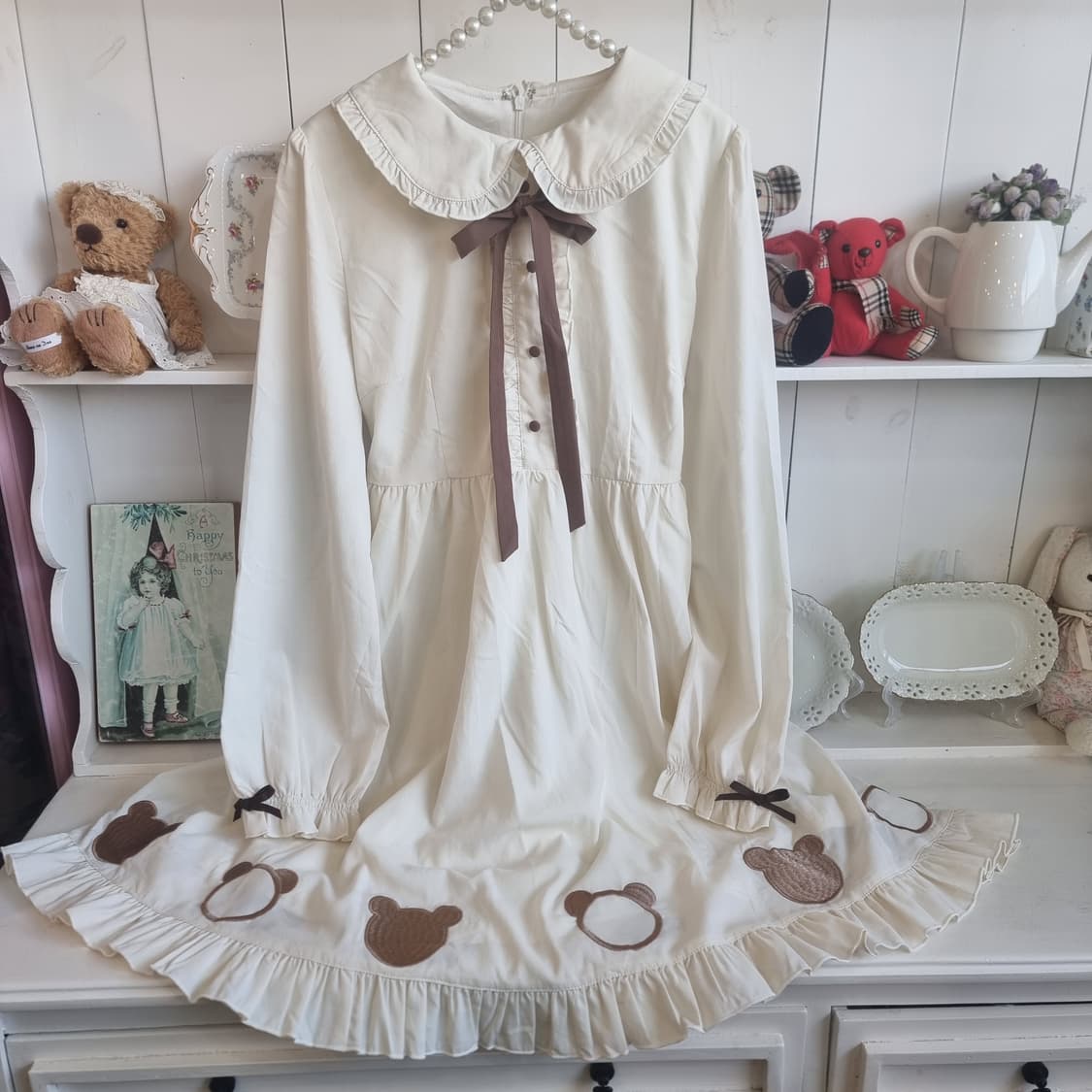 To Alice(투앨리스) 곰돌이 자수 세일러원피스 상품이미지4