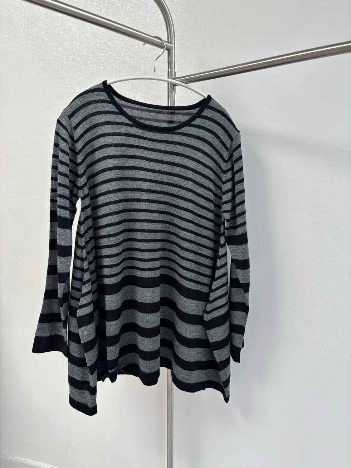 재패니즈 스트라이프 변형 스퀘어 헴라인 탑 상품이미지4