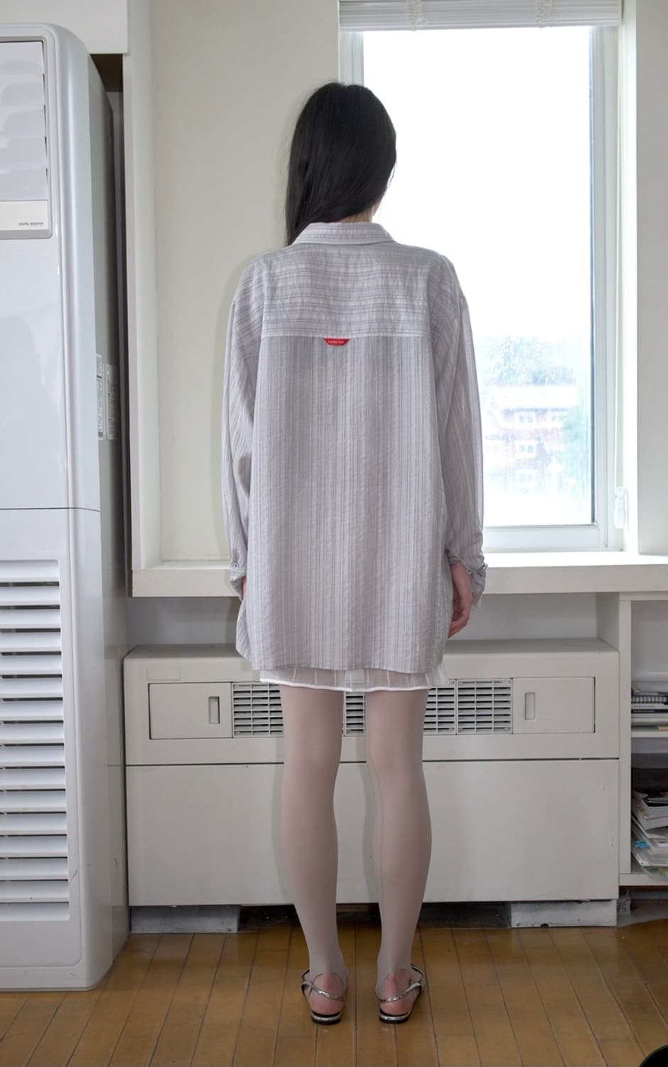 오버듀플레어 오버사이즈 텍스쳐 셔츠 그레이 상품이미지3