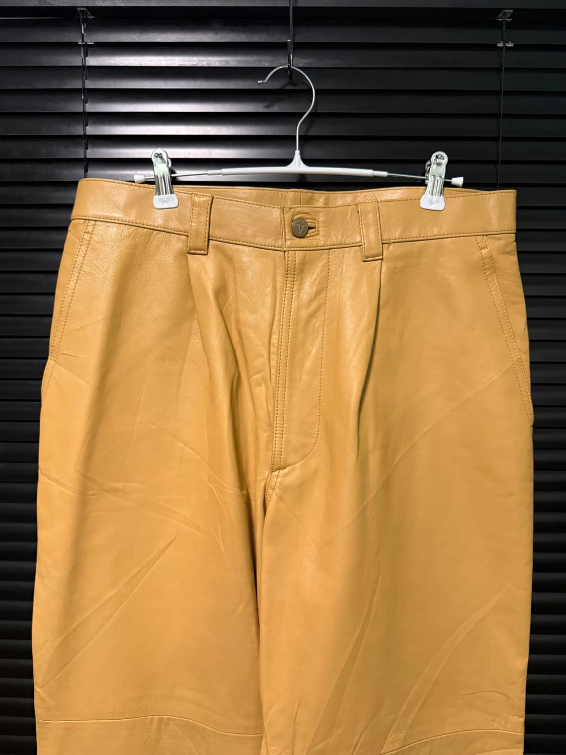 VAZIIE 양가죽 세미 와이드 팬츠 가죽 레더 32 카멜 웨스턴 일본 상품이미지3