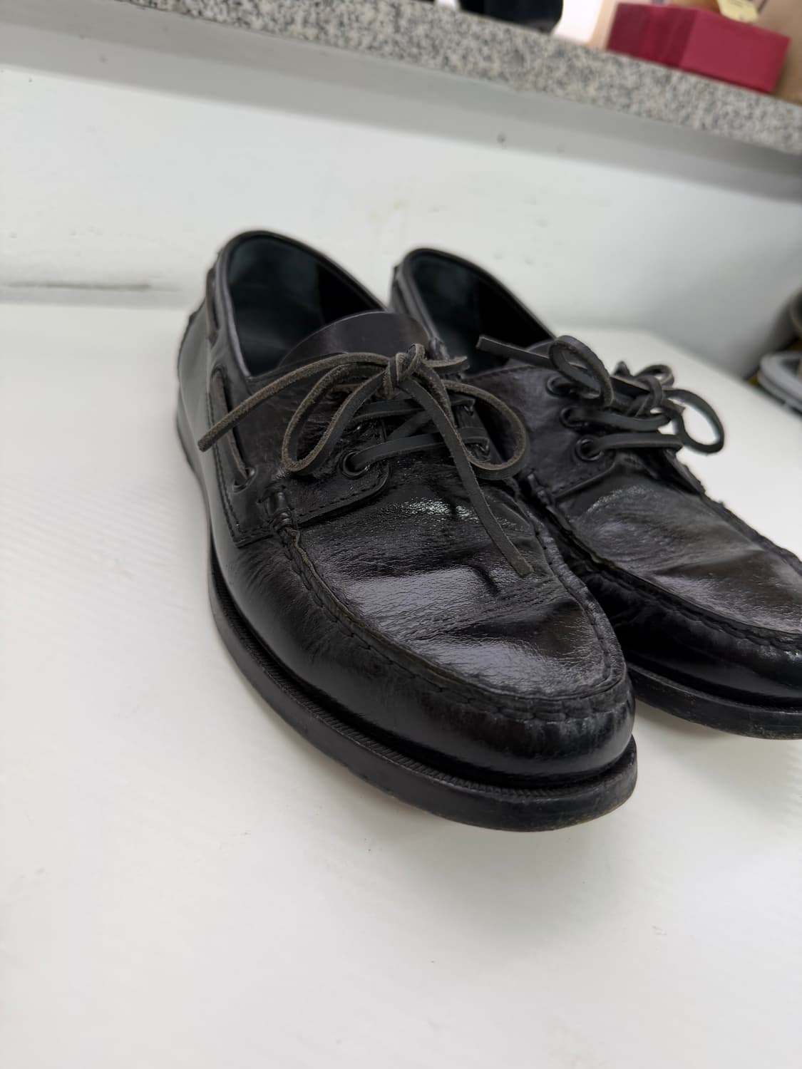 정품) 생로랑 남성 블랙 가죽 보트 슈즈 로퍼 42(265) 상품이미지3