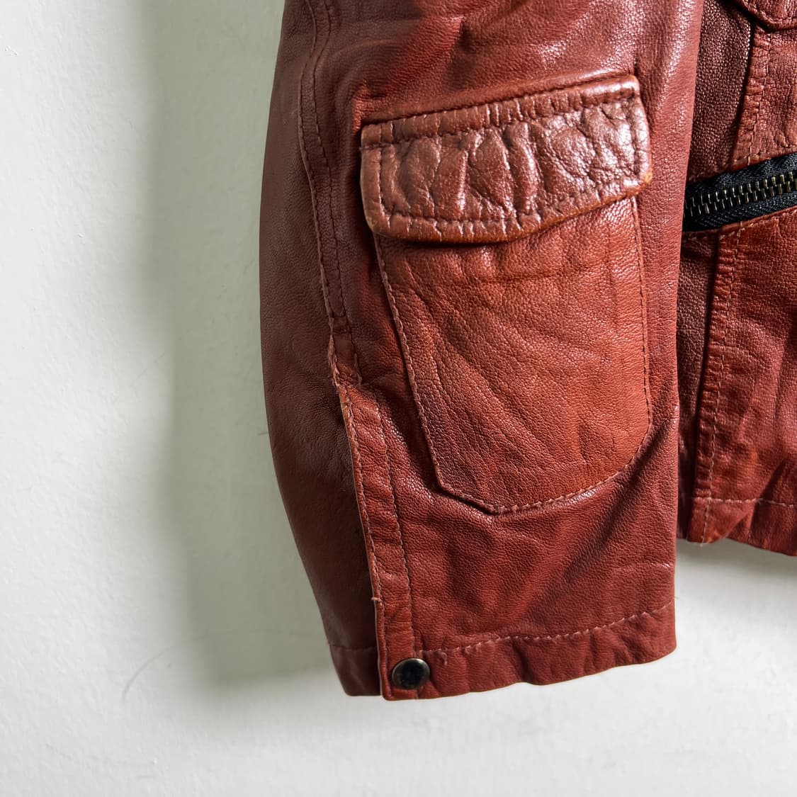 1st avenue 퍼스트 에비뉴 멀티지퍼 고트스킨 가죽 자켓 M 상품이미지7