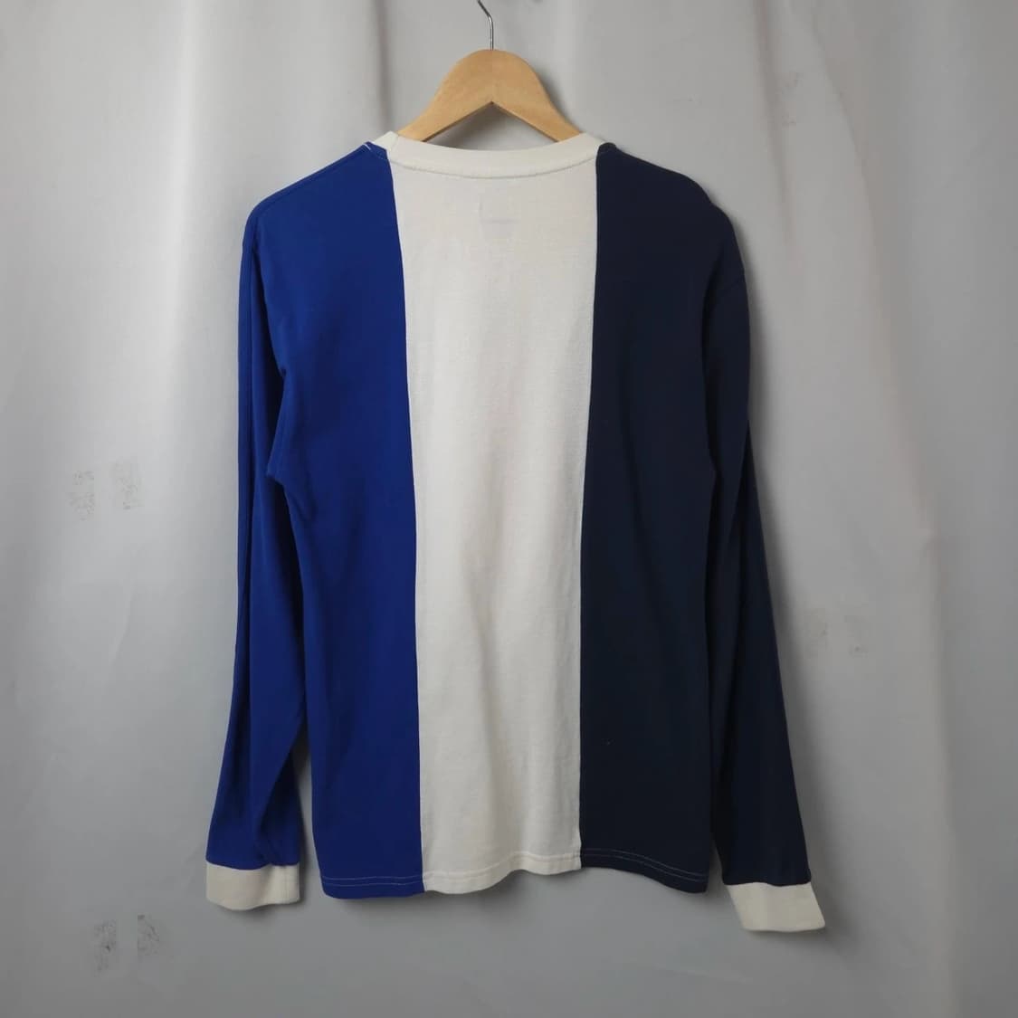 남S 아디다스 네이비 블루 화이트 배색 긴팔 면 티셔츠 상품이미지5