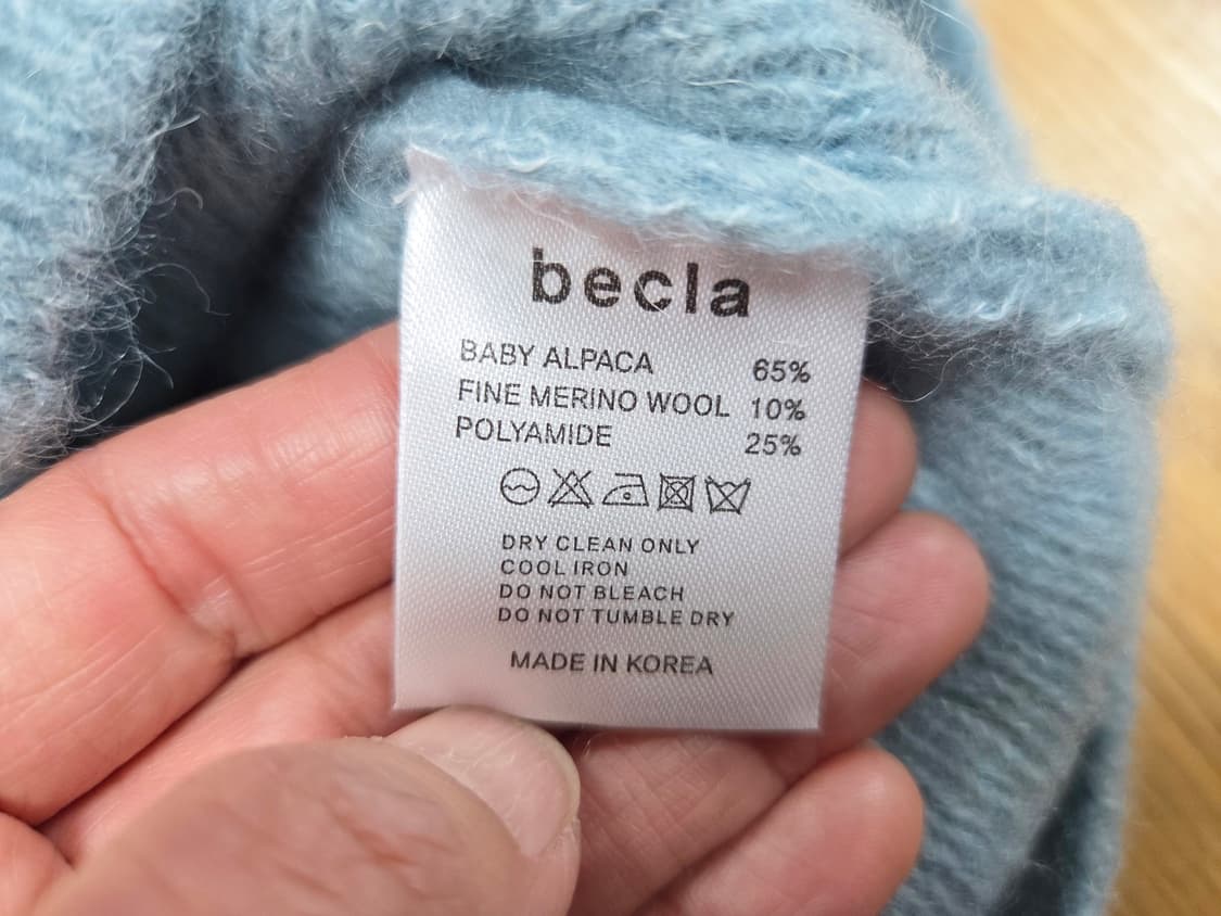비클라(becla) 스카이블루 베이비알파카 울 니트 프리사이즈 새상품 상품이미지8