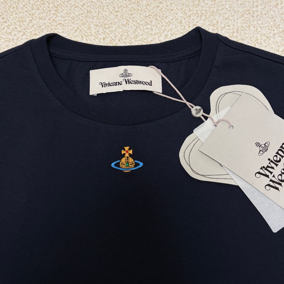 비비안웨스트우드 ORB 페루 코튼 반팔 티셔츠 네이비 상품이미지3