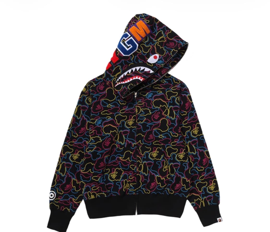 베이프 네온 카모 샤크 후드집업 우먼 상품이미지1