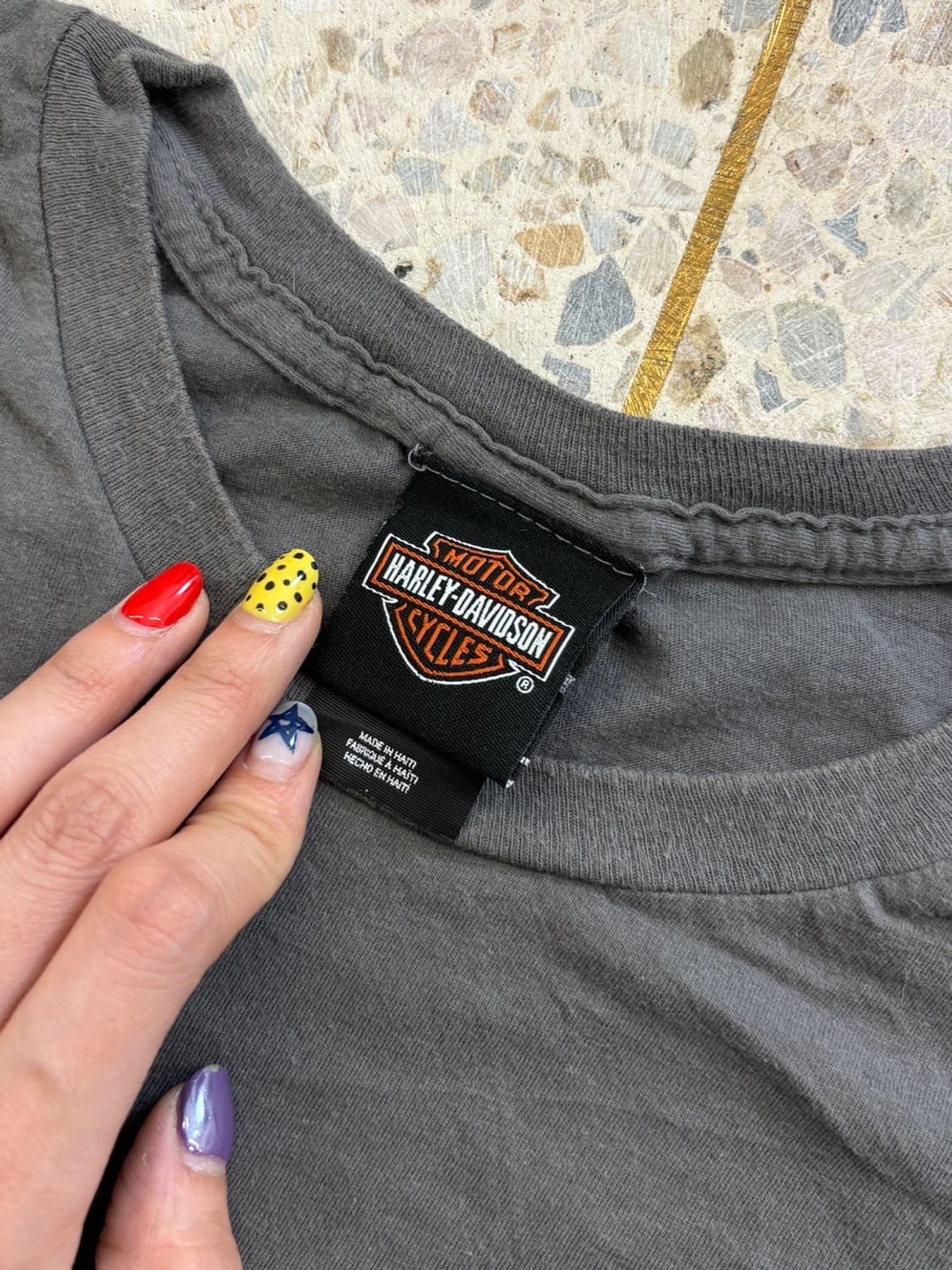 할리데이비슨 스컬 프린팅 반팔 차콜 상품이미지6