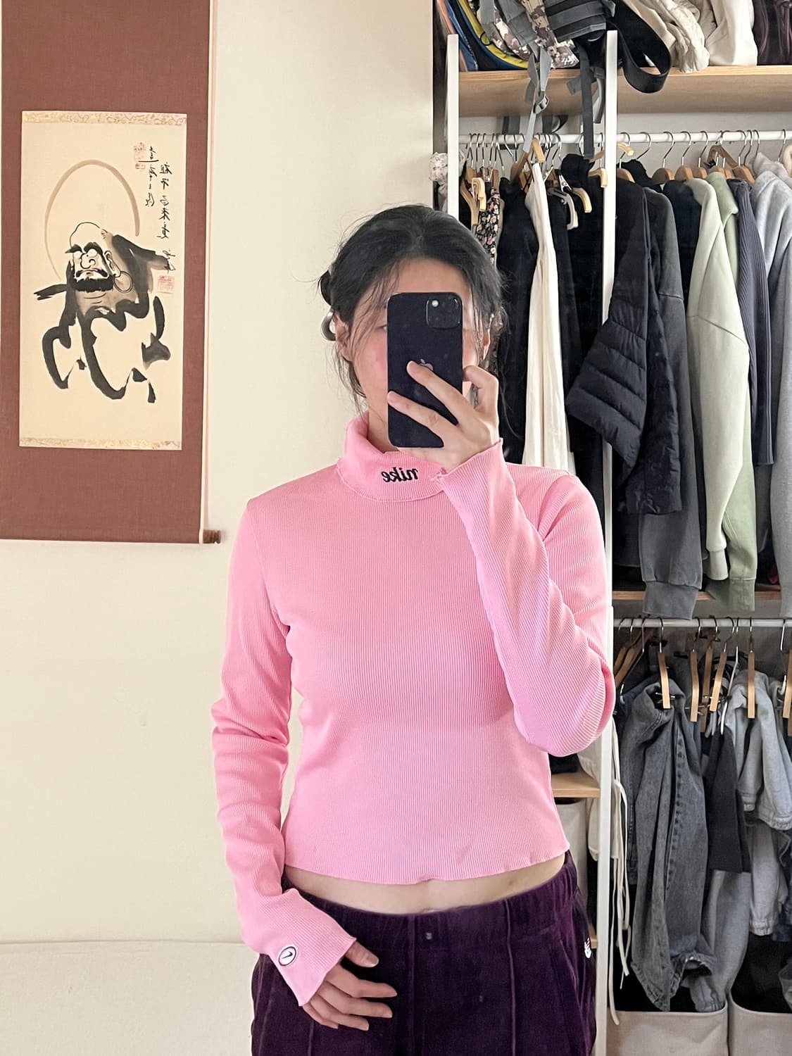 나이키 핑크 목폴라 니트 (M) 상품이미지2