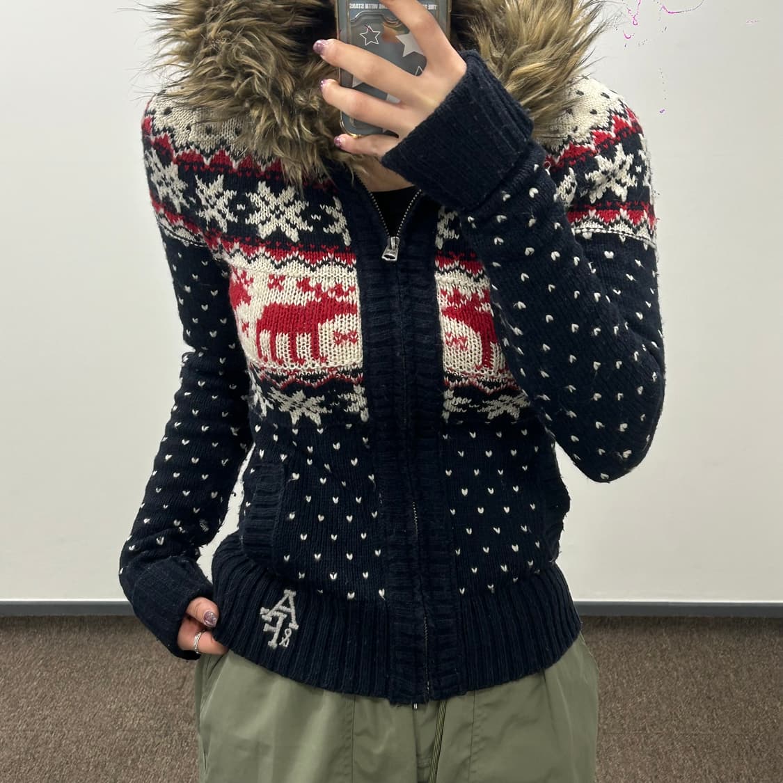 Abercrombie 아베크롬비 노르딕 울프죠 니트집업 상품이미지1