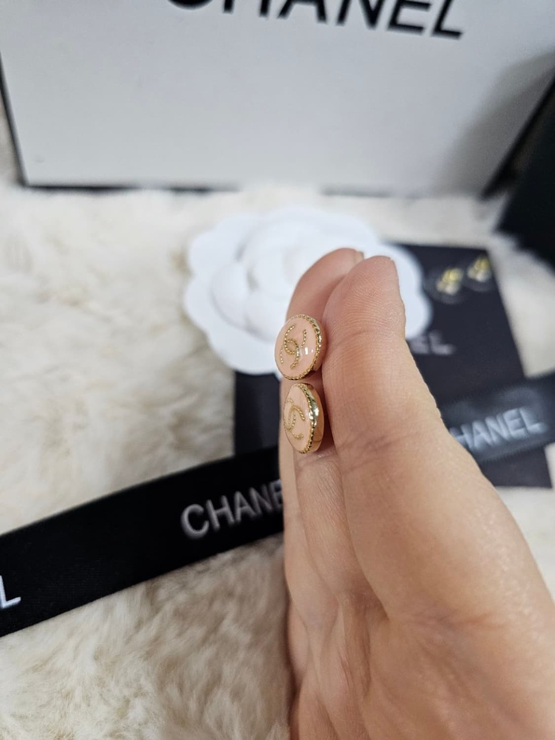 빈티지 샤넬 연핑크 업사이클링 귀걸이 상품이미지7