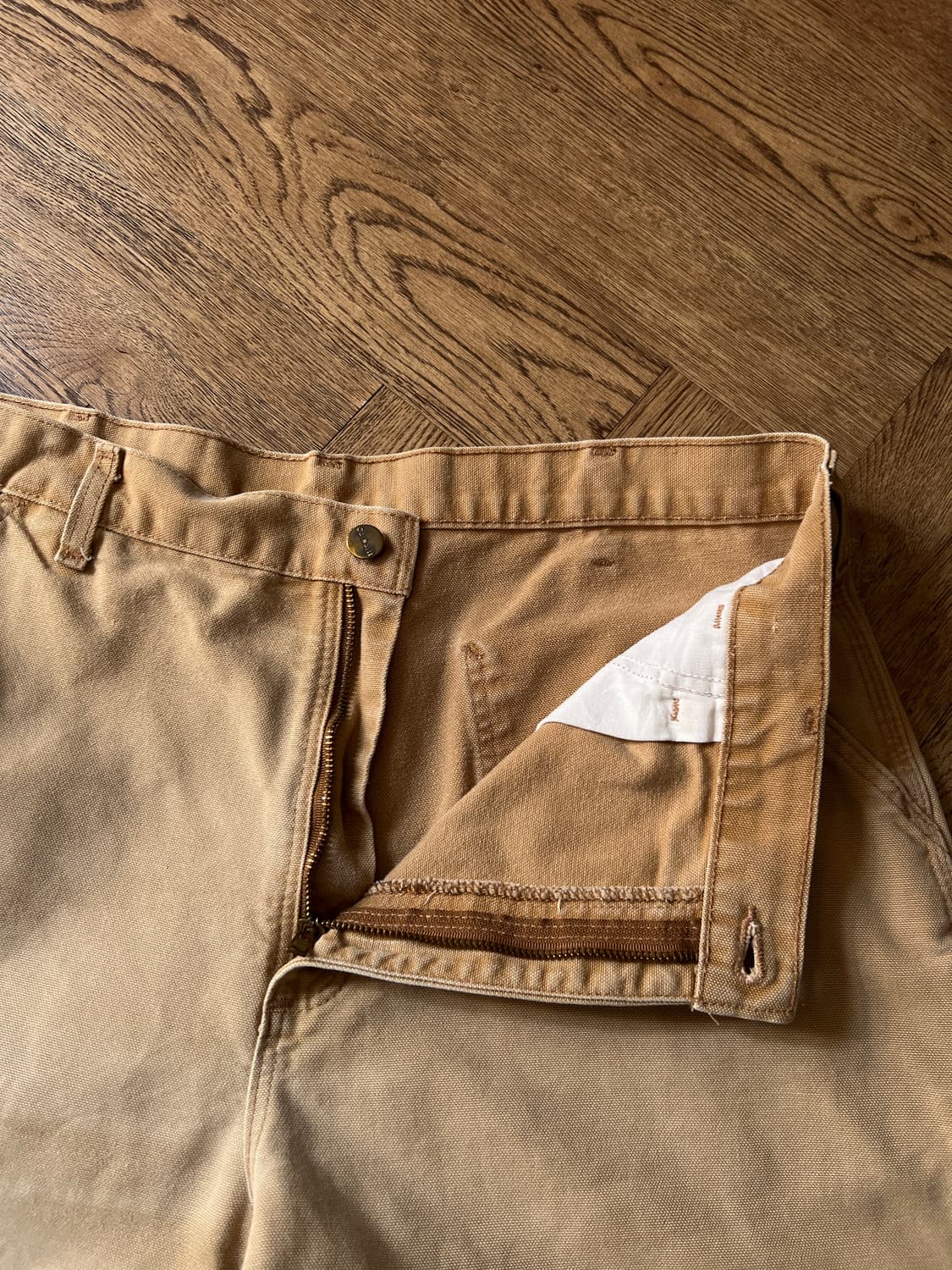 [38]칼하트 USA 빈티지 페이딩 브라운 싱글니 카펜터 워크 팬츠 상품이미지3