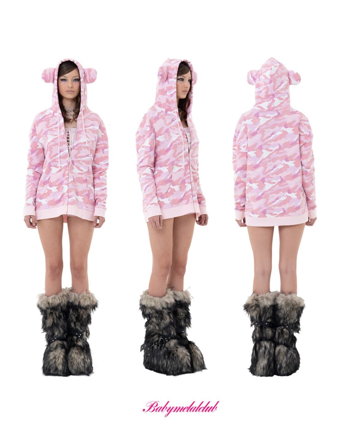 베이비메탈클럽 Bear gal hood pink camo 상품이미지1