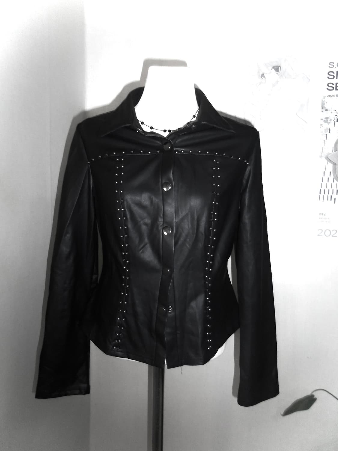 Studded Black Leather Shirt 상품이미지1