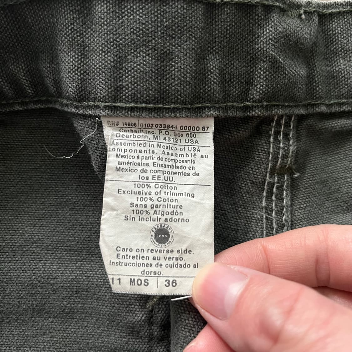 [36X30] 빈티지 칼하트 카펜터팬츠 모스그린 상품이미지2