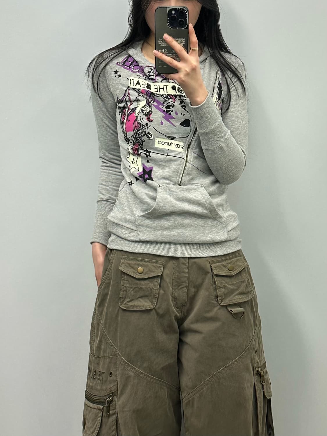 디젤 y2k 와투케 그레이 지퍼 후드티 상품이미지1