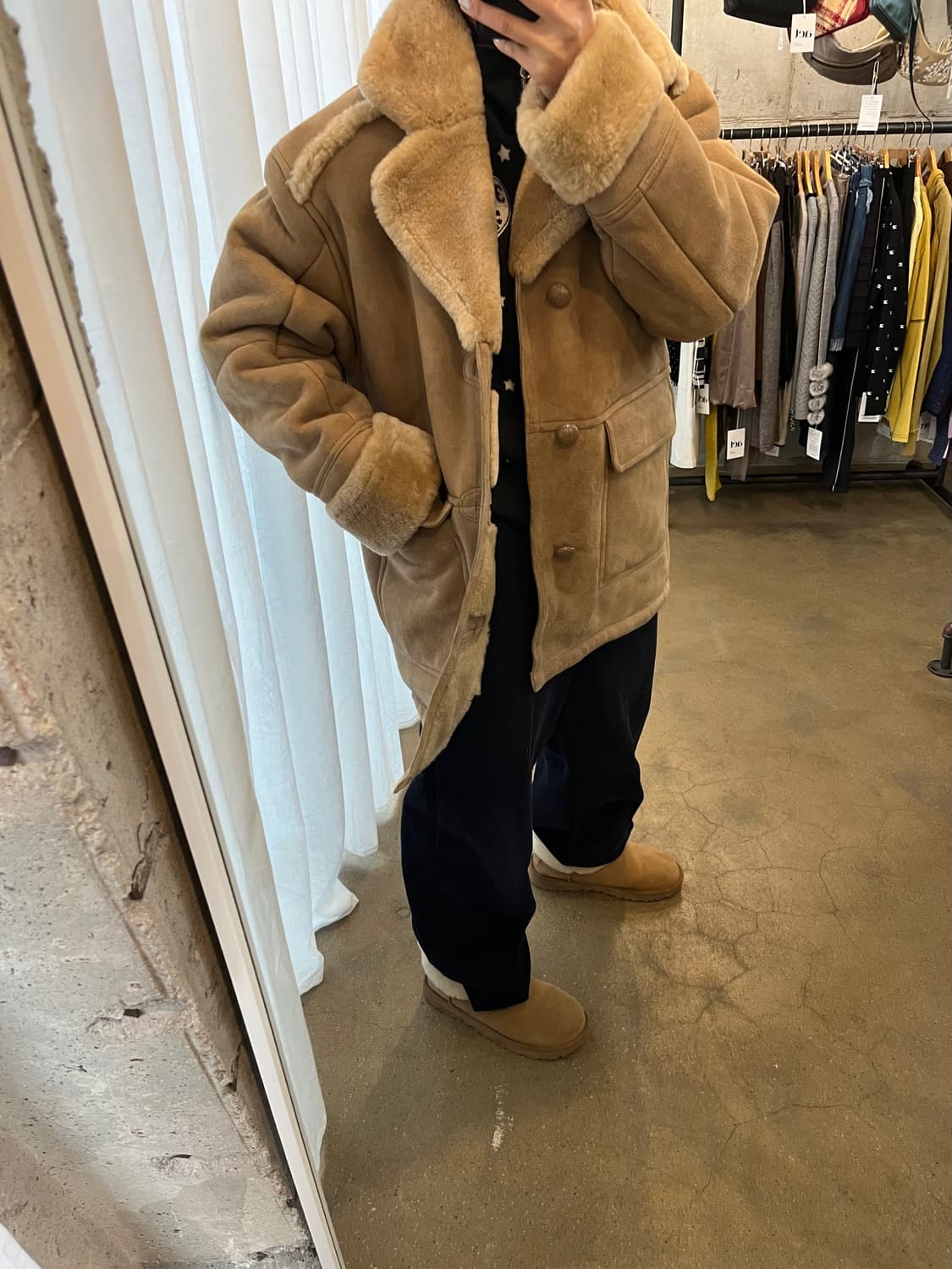 90s 램스킨 양가죽 스웨이드 시어링 자켓 상품이미지3