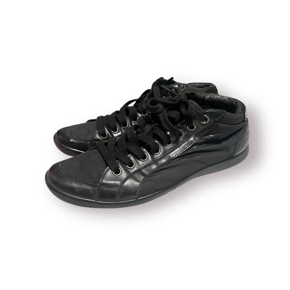 270) 프라다 스포츠 레더 나일론 미드탑 스니커즈 상품이미지1