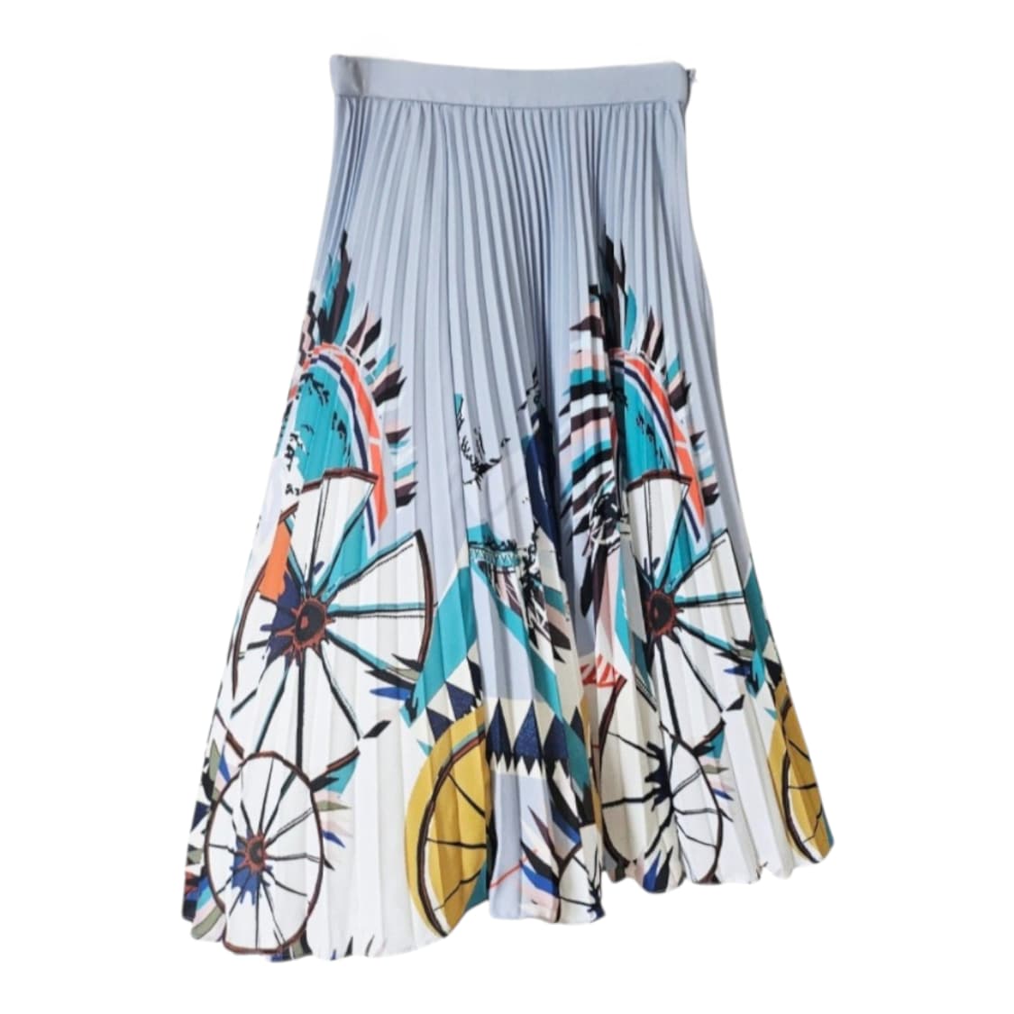 쉬즈미스 블루 기하학 패턴 플리츠 롱 스커트 55 상품이미지9