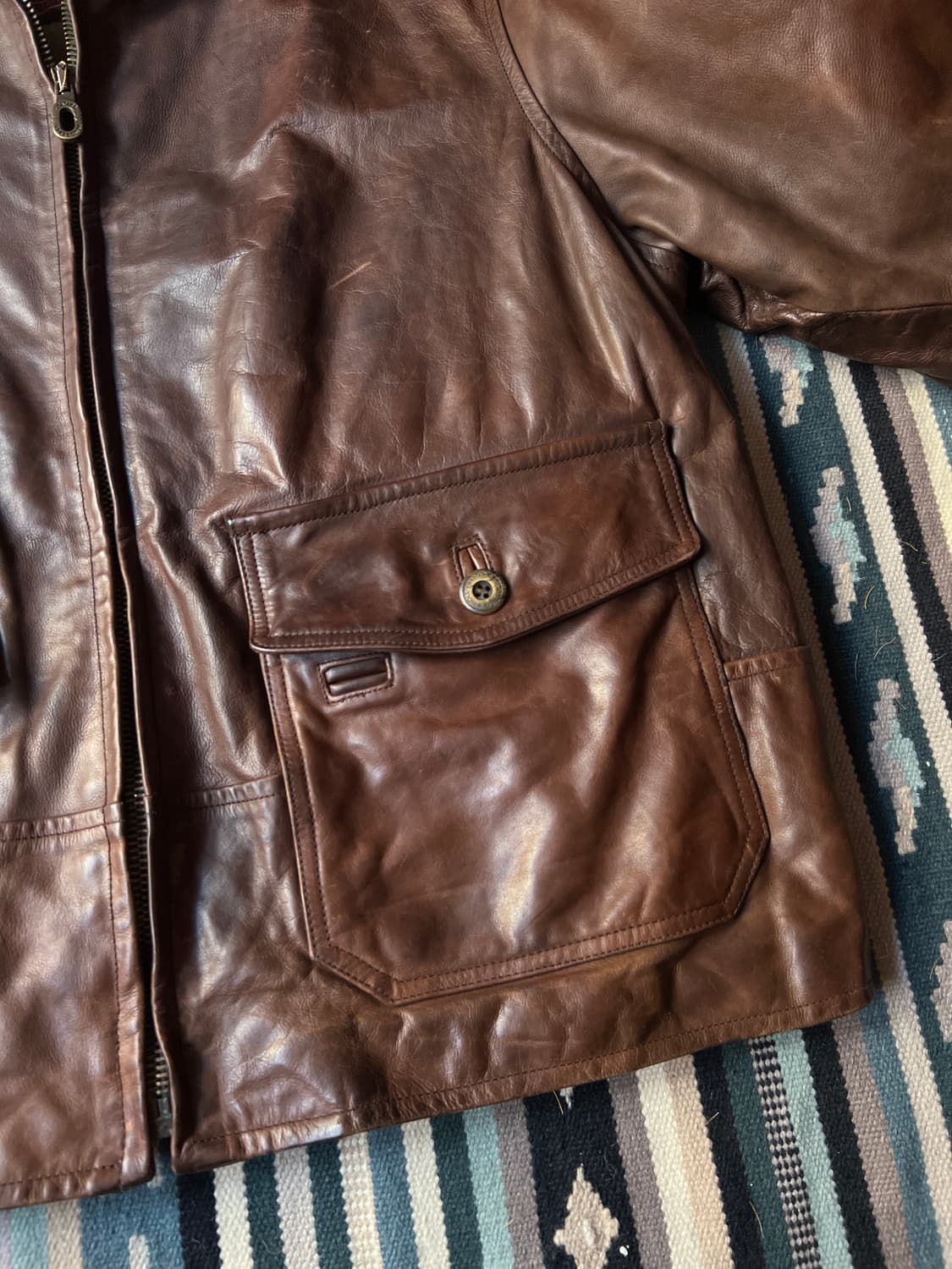 [XL]90's 이태리제 홀스하이드 플라이트 자켓 상품이미지4