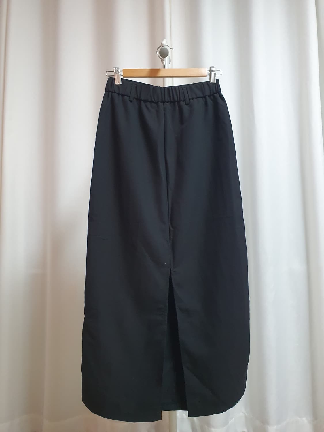 블랙 삼선 스판 롱스커트 상품이미지6