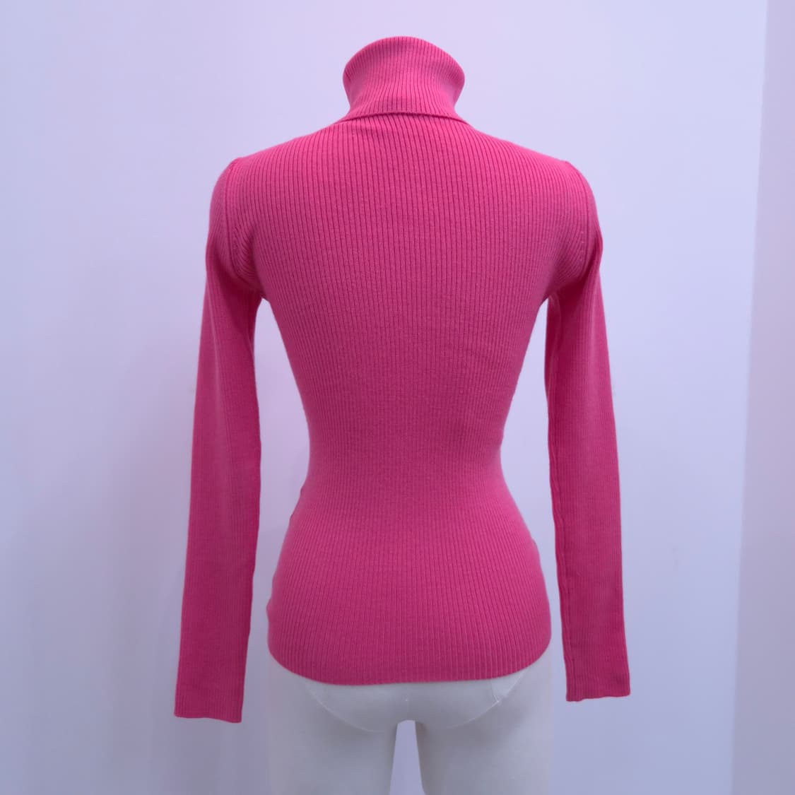 핑크 슬림핏 골지 터틀넥 니트 울혼방 상품이미지2