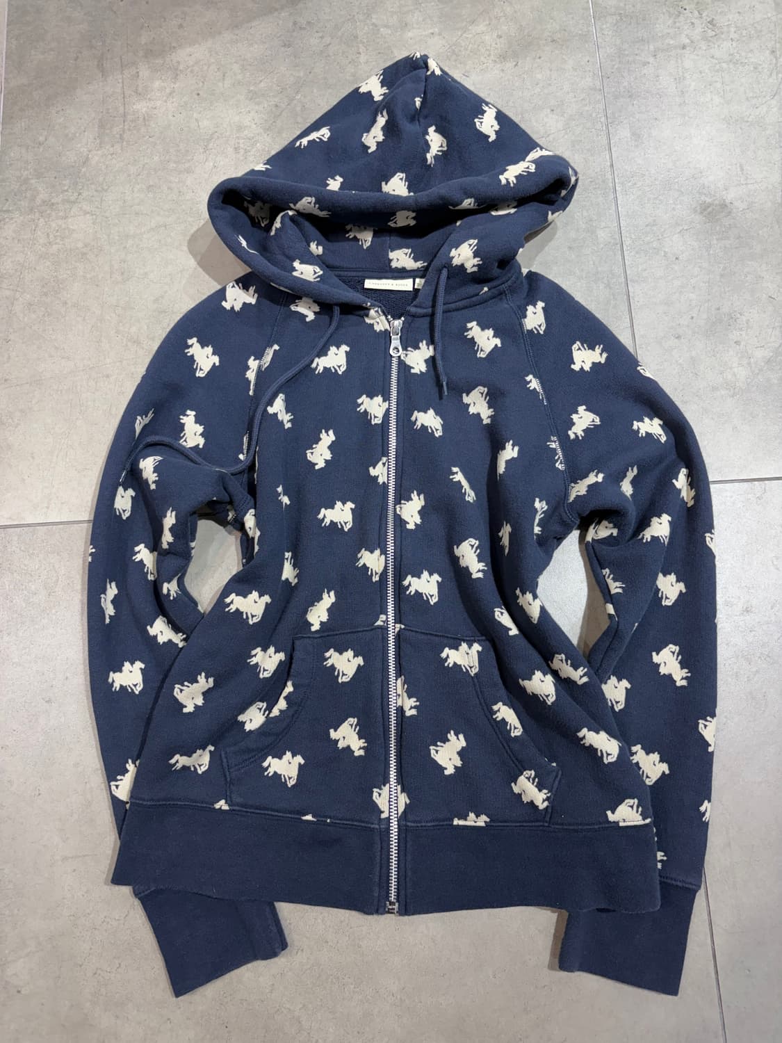 일본 빈티지 CABBAGES & ROSES 말 패턴 후드집업 상품이미지1