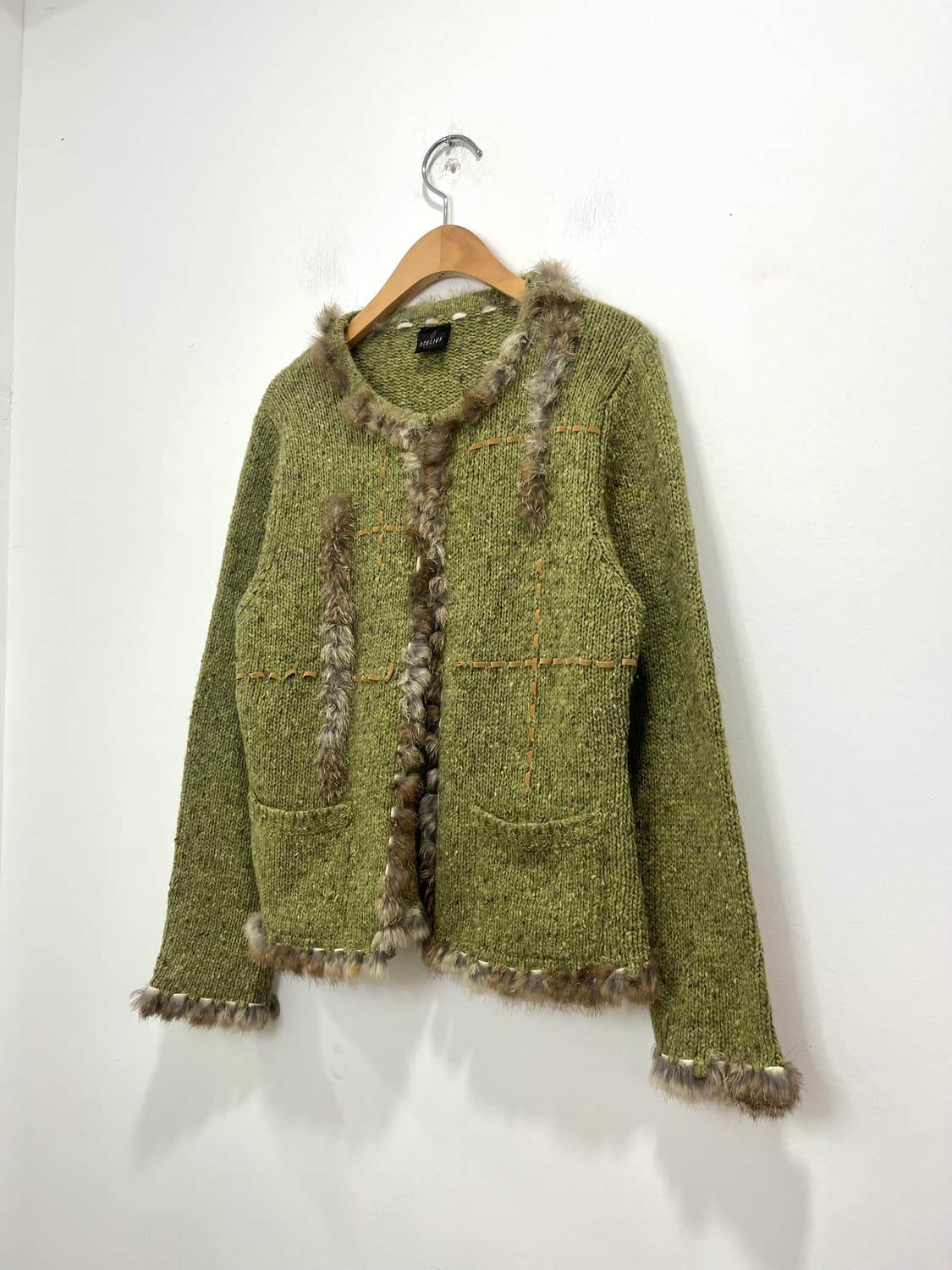 일본 빈티지 모리걸 스티치 퍼 니트 가디건 상품이미지3