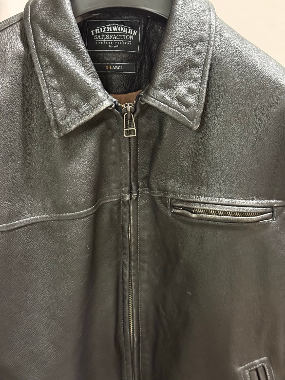 (XL) 프리즘웍스 디스트로이드 카우하이드 레더 가죽 자켓 워시드 블랙 상품이미지4