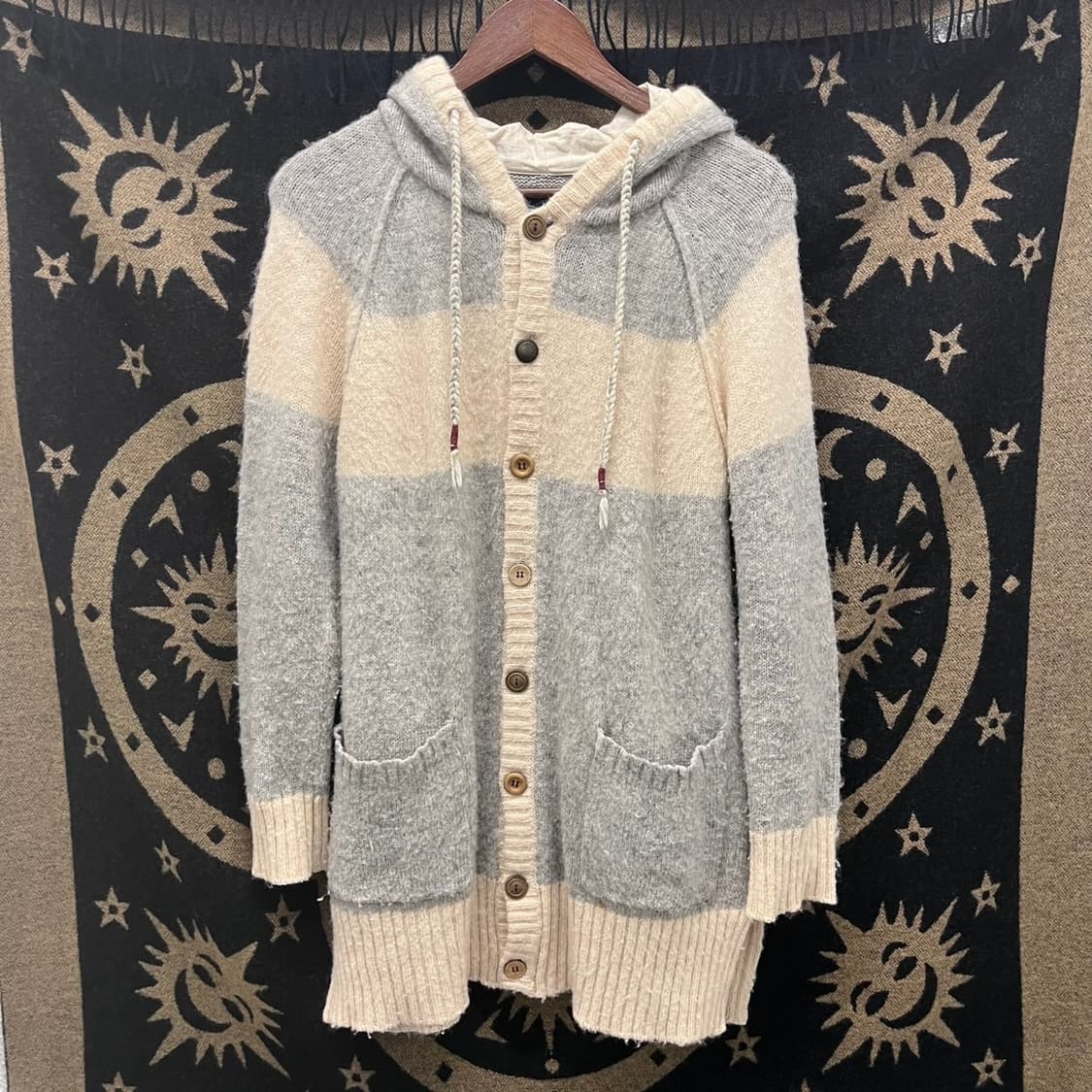 빈티지 모리 여리핏 롱 후드 버튼 니트 가디건 K0002 상품이미지3