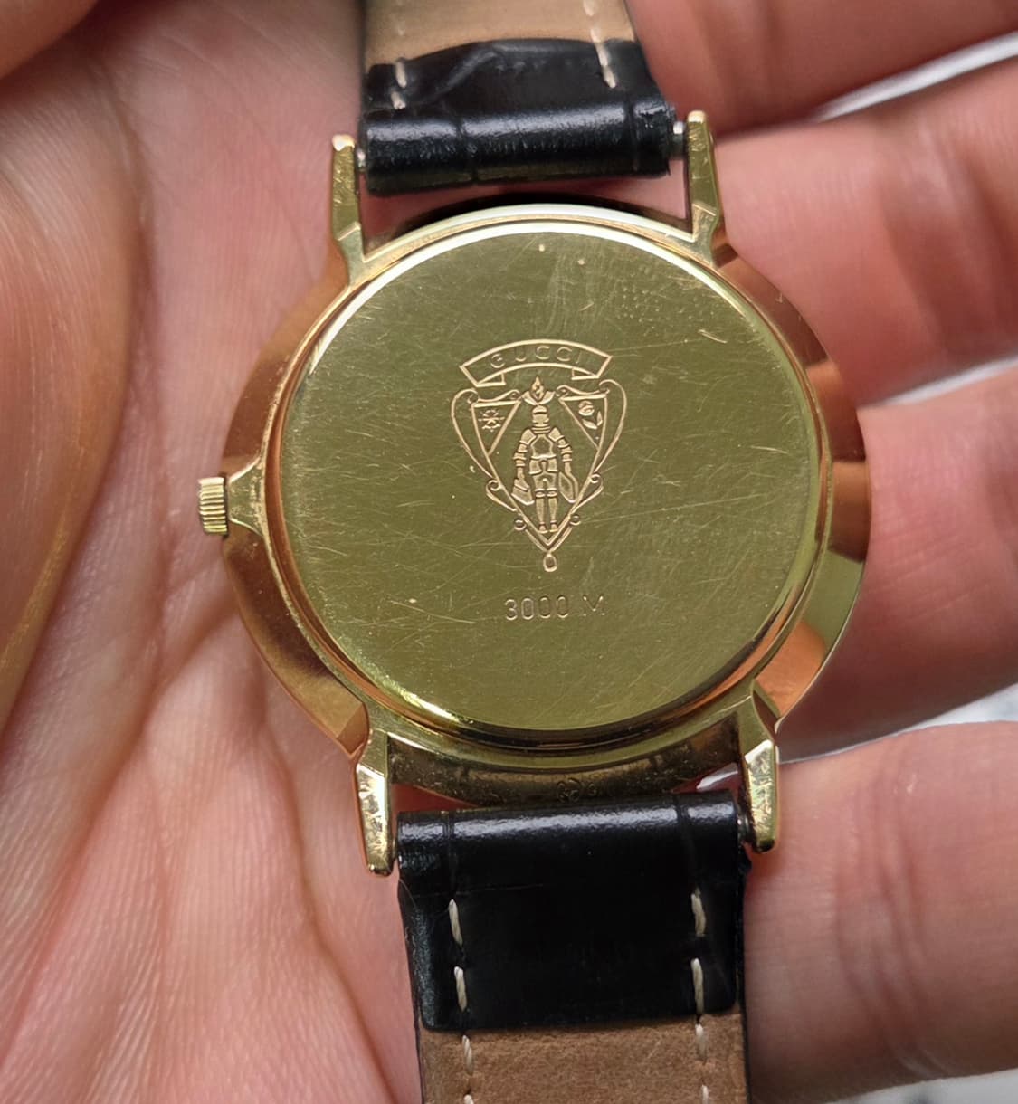 빈티지 구찌 클래식 3000M 오닉스블랙 칼침핸즈 로만베젤 쿼츠 상품이미지5