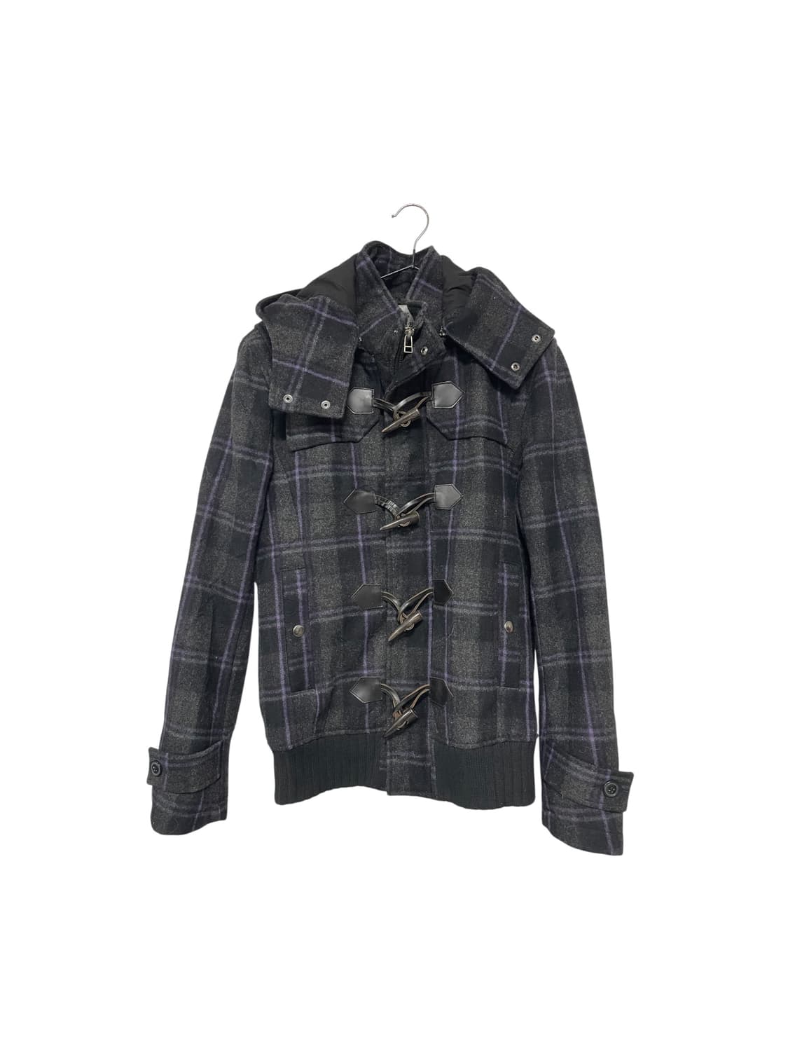 딥차콜&퍼플체크 더블 후드자켓 상품이미지1