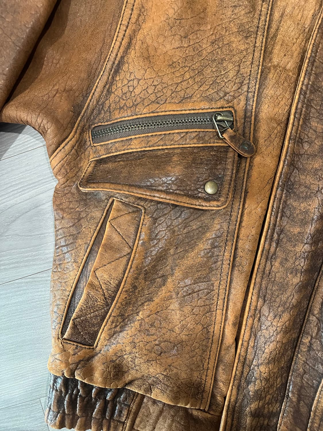빈티지 브라운 양가죽 봄버 자켓 상품이미지10
