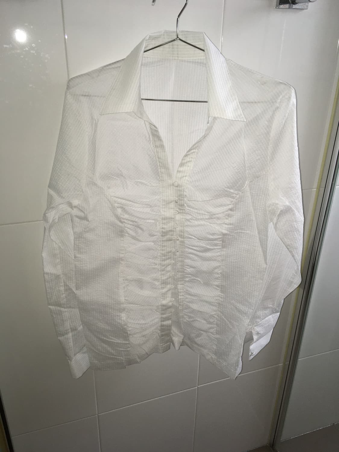 셔링 스트라이프 셔츠 상품이미지1