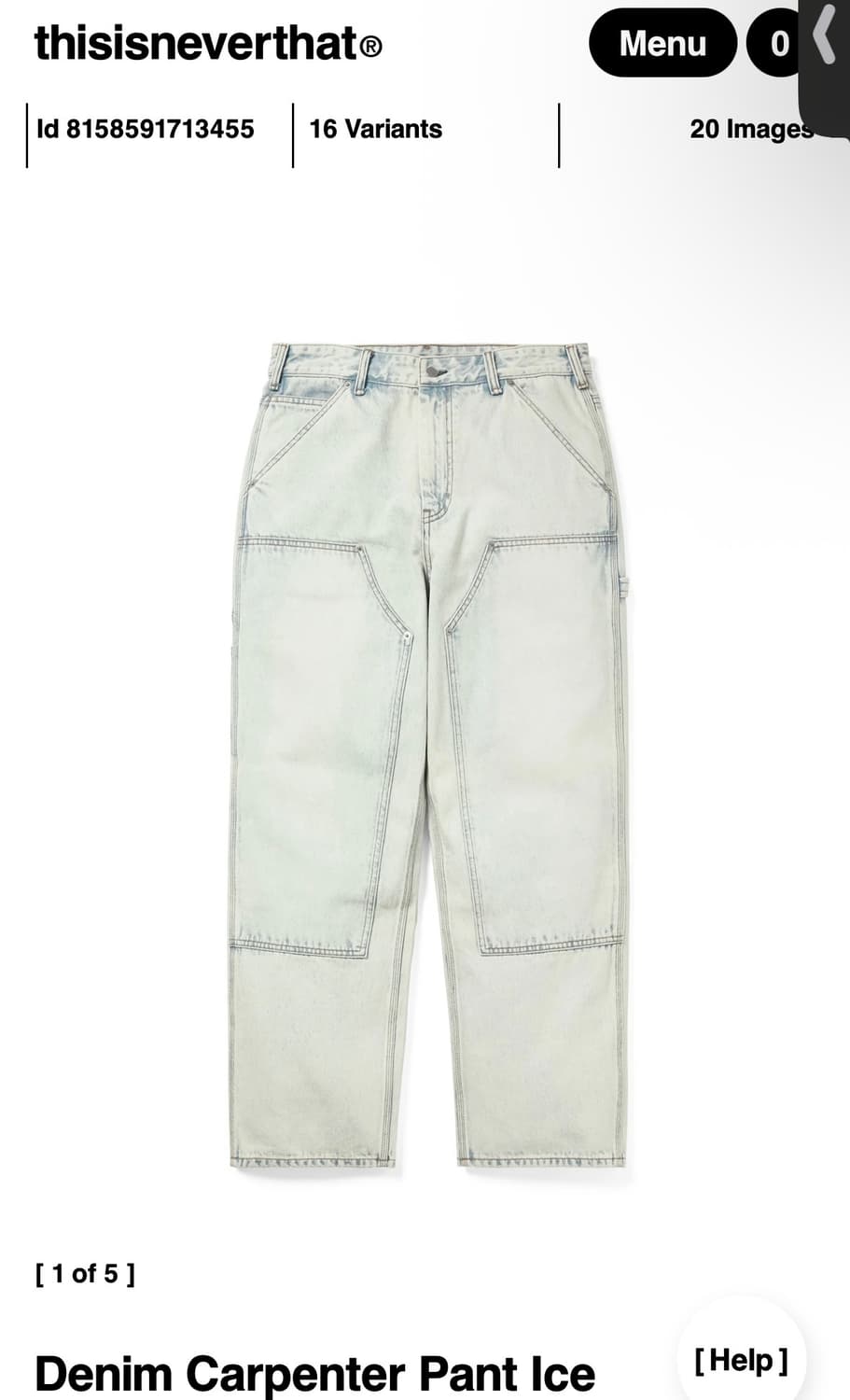 디스이즈네버댓) Denim Carpenter Pant Ice M 상품이미지1