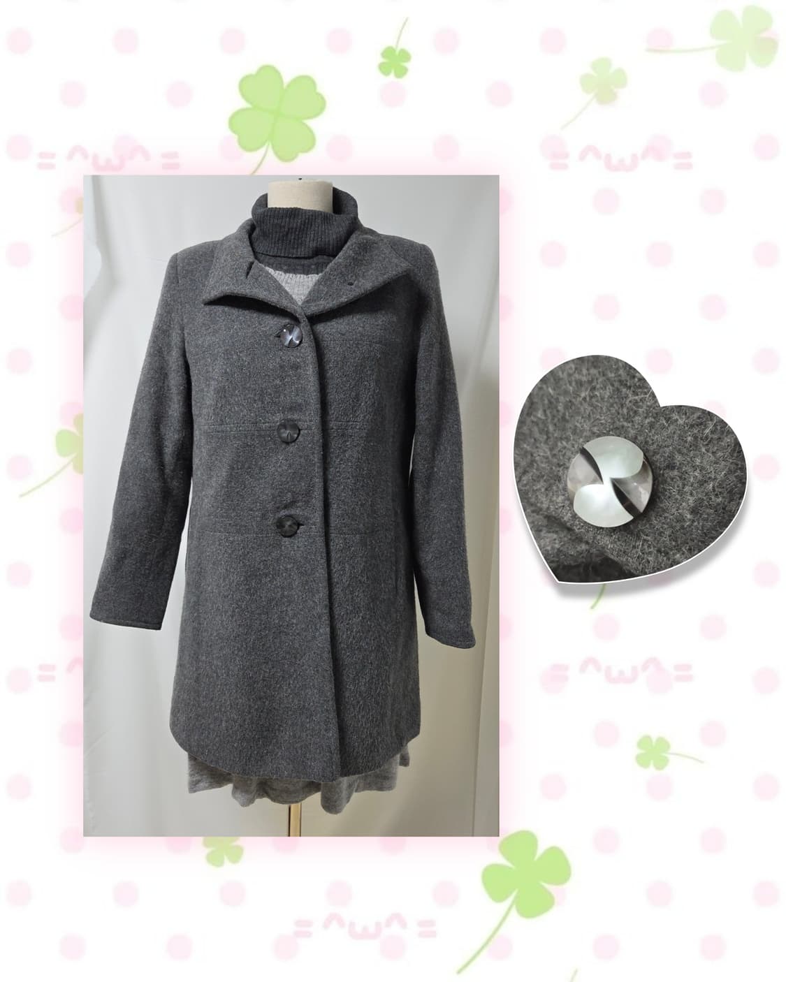 도쿄걸 코디 세트(반팔니트원피스, 차콜 폴라티, 블랙코트, 차콜코트) 상품이미지10